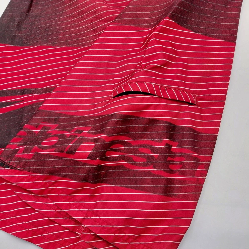 Alpinestars Mens 36 Board Shorts Red Pinstripe Graphic Swim Trunks Surf